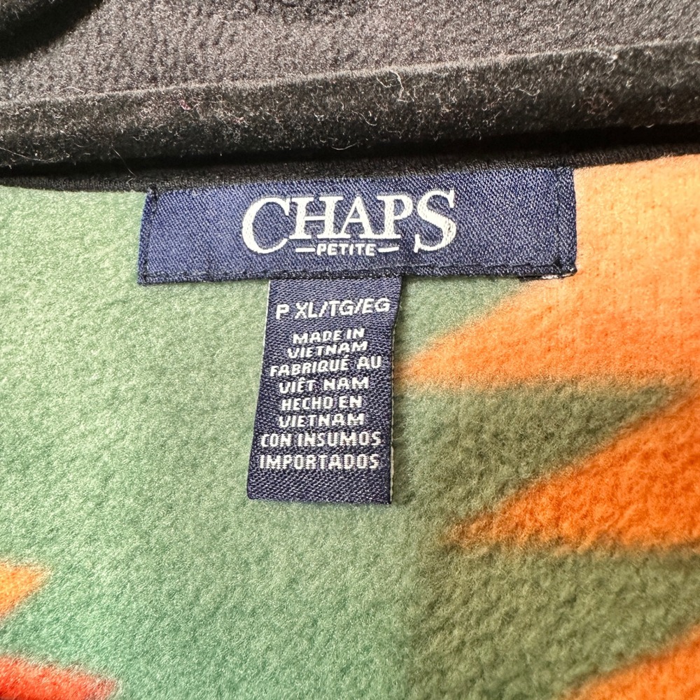 NWT Chaps Southwestern Aztec Multi Color Full Zip Petite XL Fleece Vest Vacation - Picture 5 of 9